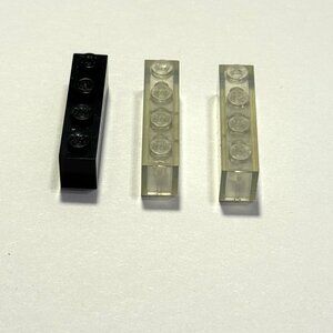 Vintage 1980's Lego Parts - 1x4 Blk(x1) Clear(x2) - 3 Pieces (LGP-15)